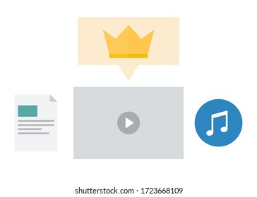 Content is king concept vector. Content marketing concept. Flat design on white background.