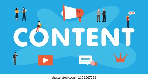 Content is king - content creator 2d vector illustration concept for banner, website, illustration, landing page, flyer, etc.