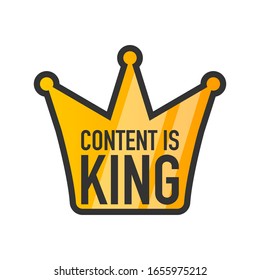 Content is king, flat icon, on a white background. Vector stock illustration.