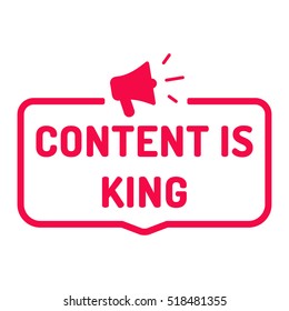 Content is king, megaphone icon. Flat vector illustration on white background.