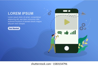 Content landing page template. Flat design concept of web page design for website. Easy to edit and customize.