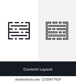 Content layout icons for web page structure design grids templates