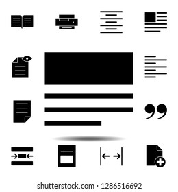 content, layout, text icon. Simple glyph, flat vector of Text editor set icons for UI and UX, website or mobile application