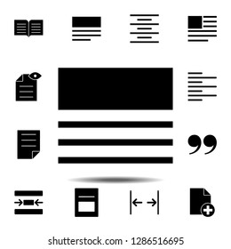 content, layout, text icon. Simple glyph, flat vector of Text editor set icons for UI and UX, website or mobile application