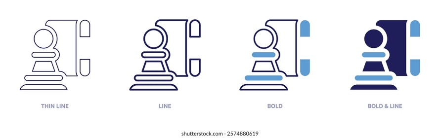 Content leadership icon in 4 different styles. Thin Line, Line, Bold, and Bold Line. Duotone style. Editable stroke.