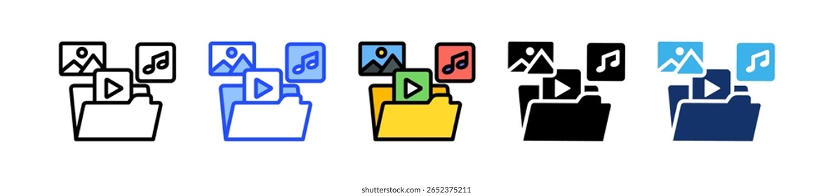 Coleção De Ícones Da Biblioteca De Conteúdo Com Vários Estilos