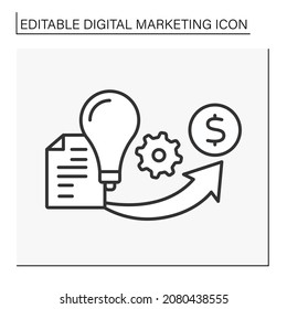  Content line icon. Business plan. Ideas and strategies. Digital marketing concept. Isolated vector illustration. Editable stroke