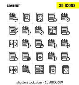 Content Line Icon Pack For Designers And Developers. Icons Of Web, Content, Detail, Web, Book, Content, Calendar, Date, Vector