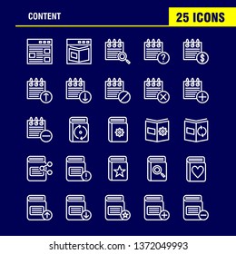 Content Line Icon Pack For Designers And Developers. Icons Of Web, Content, Detail, Web, Book, Content, Calendar, Date, Vector