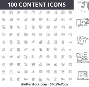 Content line icons, signs, vector set, outline illustration concept 
