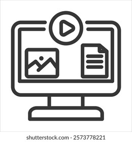 Content Localization Outline Icon Vector Illustration