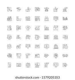 Content making linear icons, signs, symbols vector line illustration set