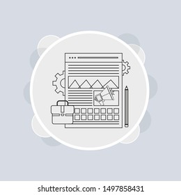 Content Management and Blogging concept in flat design. Creating, marketing and sharing of digital