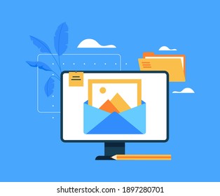 Content management blogging promotion advertisement strategy analysis concept. Login password enter website concept. Vector flat graphic design illustration