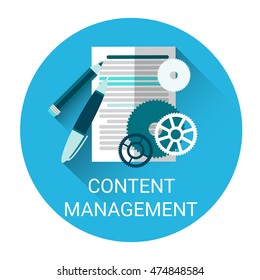 Content Management Business Icon Flat Vector Illustration