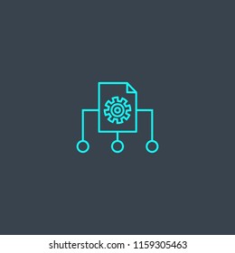 Content management concept blue line icon. Simple thin element on dark background. Content management concept outline symbol design from Digital marketing set. Can be used for web and mobile UI/UX