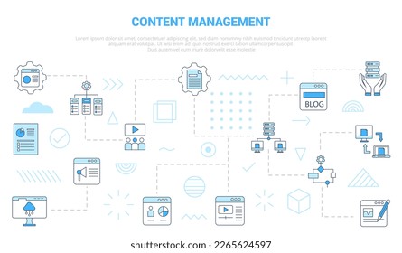 content management concept with icon set template banner with modern blue color style