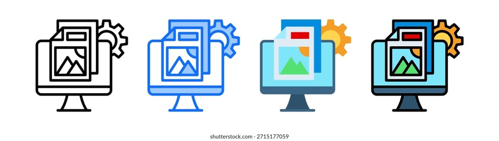 Conjunto de Colecciones de iconos de administración de contenido de varios estilos