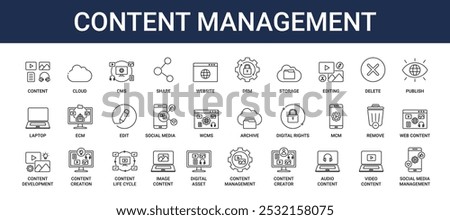Content Management Icon Set Collection