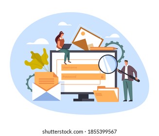 Content management internet website concept, vector flat cartoon graphic design illustration