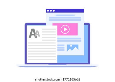 Content management laptop icon. Vector eps10