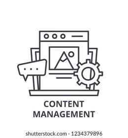 Content management line icon concept. Content management vector linear illustration, symbol, sign
