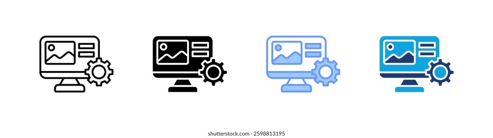 Content Management Multistyle Icon Set Vector