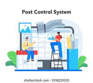 Content management online service or platform. Idea of digital strategy