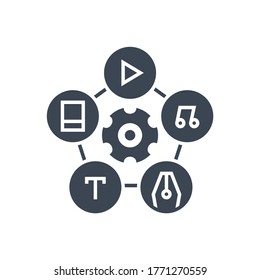 Content Management Related Vector Glyph Icon. Isolated on White Background. Vector Illustration.