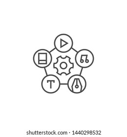 Content Management Related Vector Thin Line Icon. Isolated on White Background. Editable Stroke. Vector Illustration.