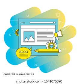 Content management system concept - CMS - Business marketing flat vector concept