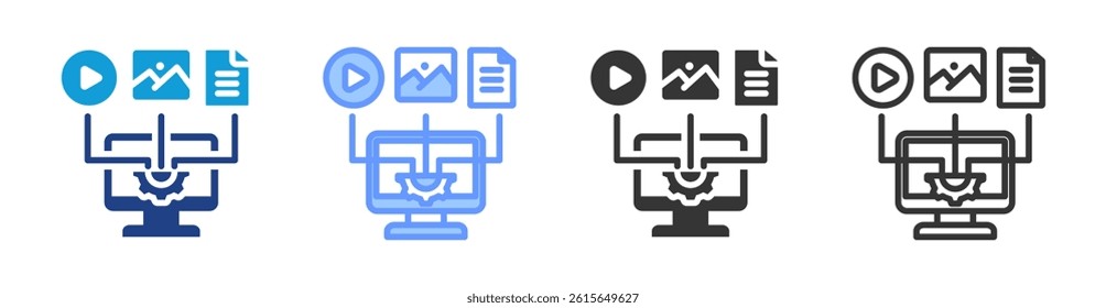 Content Management System icon set multiple style collection