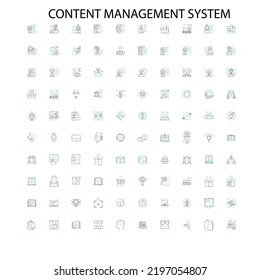 Content Management System Icons, Signs, Outline Symbols, Concept Linear Illustration Line Collection