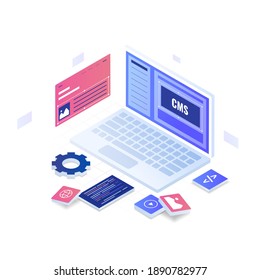 Concepto de ilustración del sistema de administración de contenido. Ilustración para sitios web, páginas de inicio, aplicaciones móviles, afiches y banners.