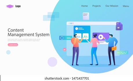 Content Management System Vector Illustration Concept, Suitable for web landing page, ui, mobile app, editorial design, flyer, banner, and other related occasion