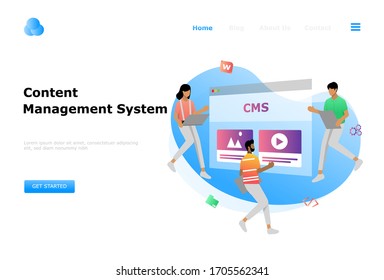 Content Management System Vector Illustration Concept, Suitable for web landing page, ui, mobile app, editorial design, flyer, banner, and other related occasion