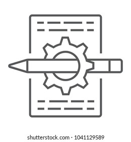 Content management thin line icon, development and business, seo sign vector graphics, a linear pattern on a white background, eps 10.