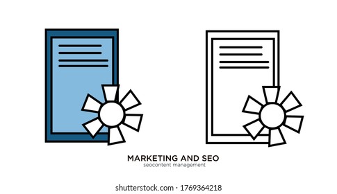 Gestión de contenido ilustración vectorial color lineal y diseño relleno