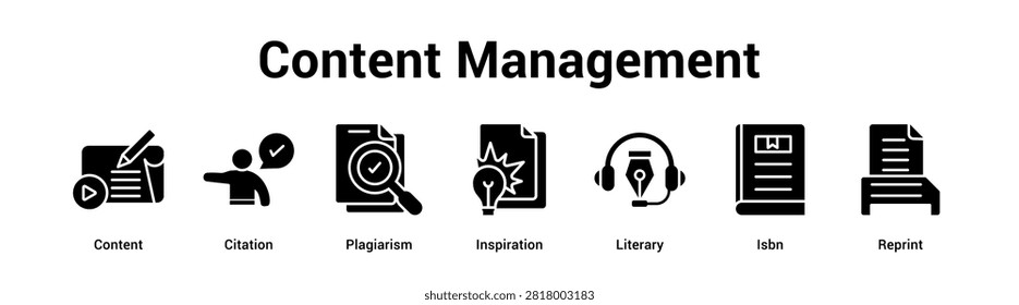 Content Management web banner icon vector illustration concept for business with icon of Content, Citation, Plagiarism, Inspiration, Literary.