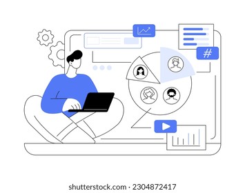 Content manager abstract concept vector illustration. Advertising agency worker develops content management strategy, business promotion, digital marketing, internet advertising abstract metaphor.