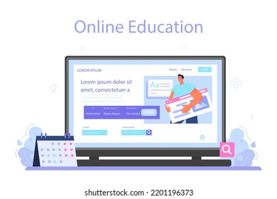 Content Manager Online Service Or Platform. Idea Of Digital Strategy And Content Production For Social Networks. Online Education. Flat Vector Illustration