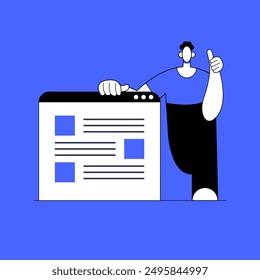 Content manager system concept design or CMS concept design. Technology, communication. Flat vector illustration.