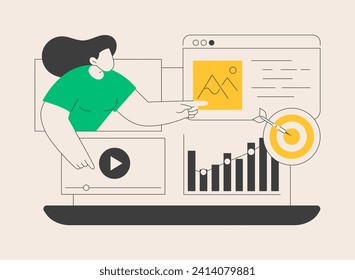Content marketing abstract concept vector illustration. SEO optimization tool, keyword optimization, SMM strategy, digital marketing, user engagement and interaction, sharing post abstract metaphor.
