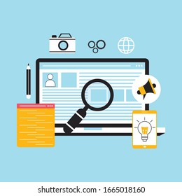 Content marketing Advertising Digital content Analytics Promotion - flat design