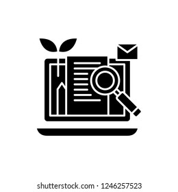 Content marketing black icon, vector sign on isolated background. Content marketing concept symbol, illustration 