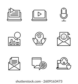 Content Marketing and Blogging Icons. Collection of Modern Communication and Digital Marketing Icons.