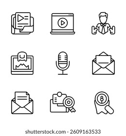 Content Marketing and Blogging Icons. Collection of Modern Communication and Digital Marketing Icons.