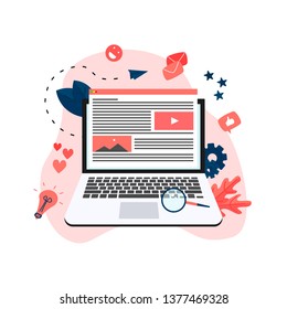 Content Marketing, Blogging and SMM concept. Articles and media materials