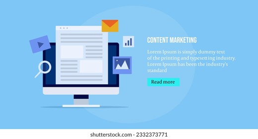 Content marketing business strategy. Content based marketing, Content for email, Social media and website. Vector illustration with icons - Powered by Shutterstock - Get 15% off with code: PIKWIZARD15
