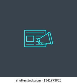 content marketing concept blue line icon. Simple thin element on dark background. content marketing concept outline symbol design. Can be used for web and mobile UI/UX